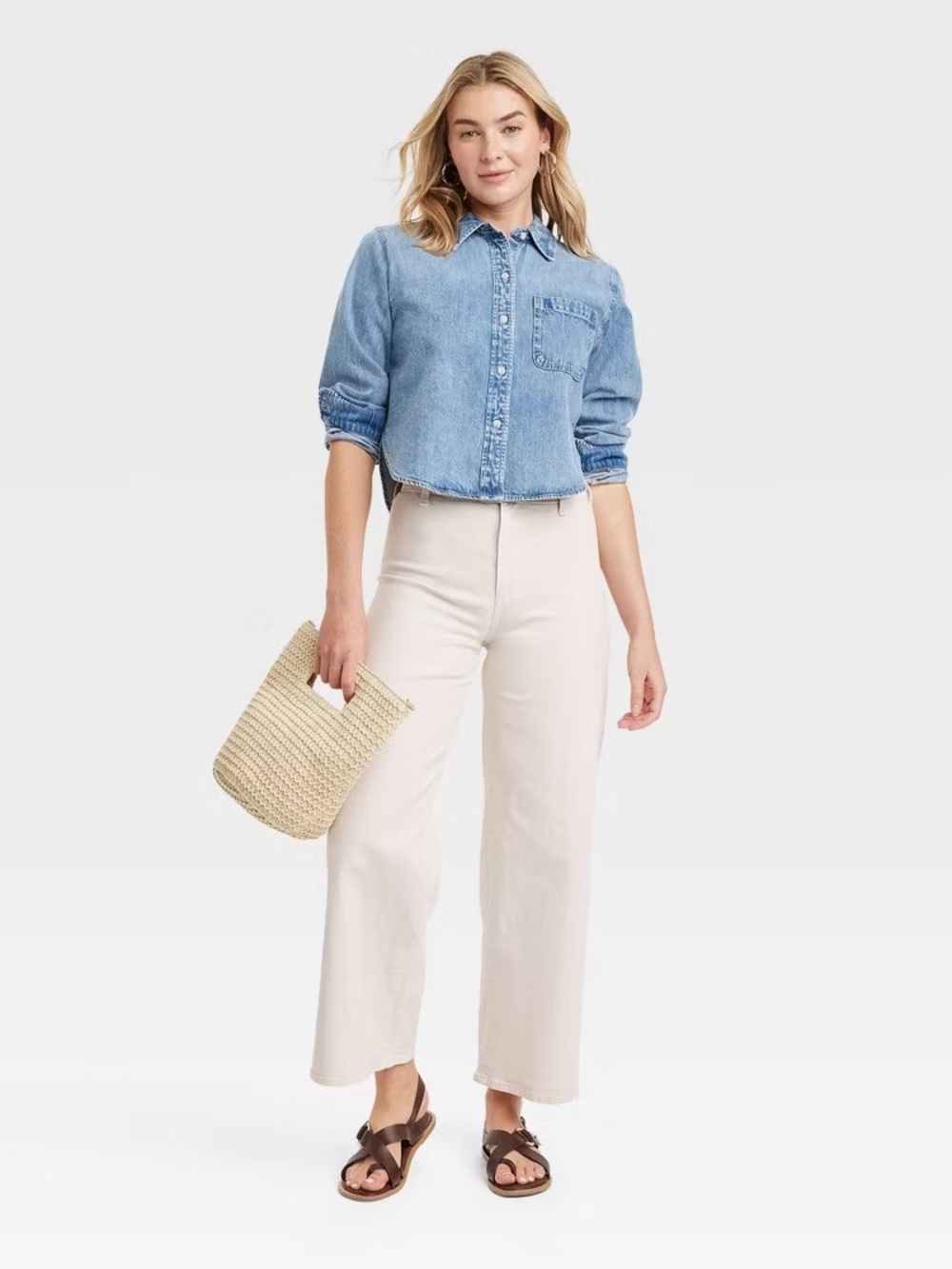 Universal Thread Wide-Leg High-Rise Jeans in Cream